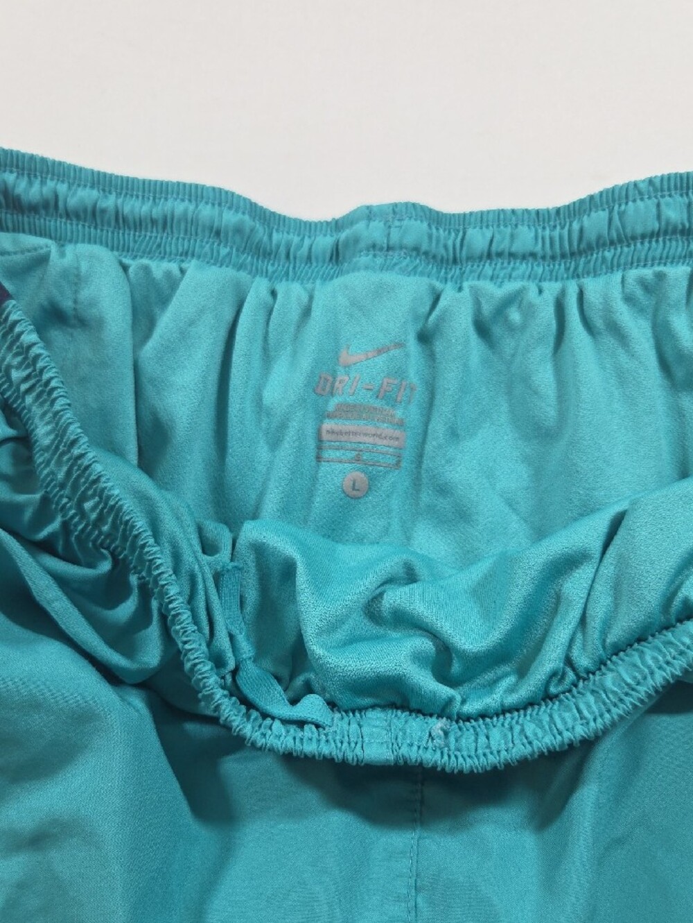 Nike Women’s Teal Pink & Navy Trim Athletic Shorts Casual Work Out Lined Large - Picture 2 of 5